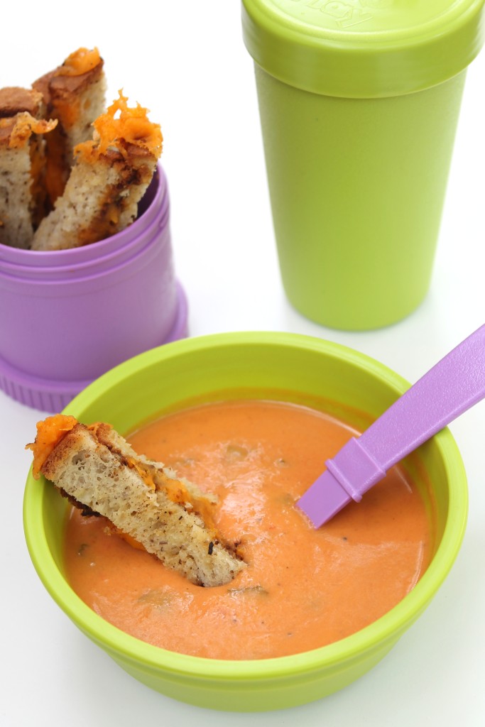 PALEO Creamy Roasted Tomato Basil Soup and Grilled Cheese