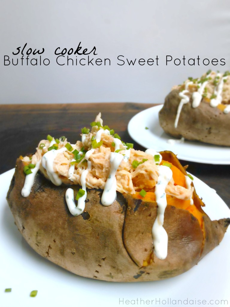 Slow Cooker Buffalo Chicken Stuffed Sweet Potatoes
